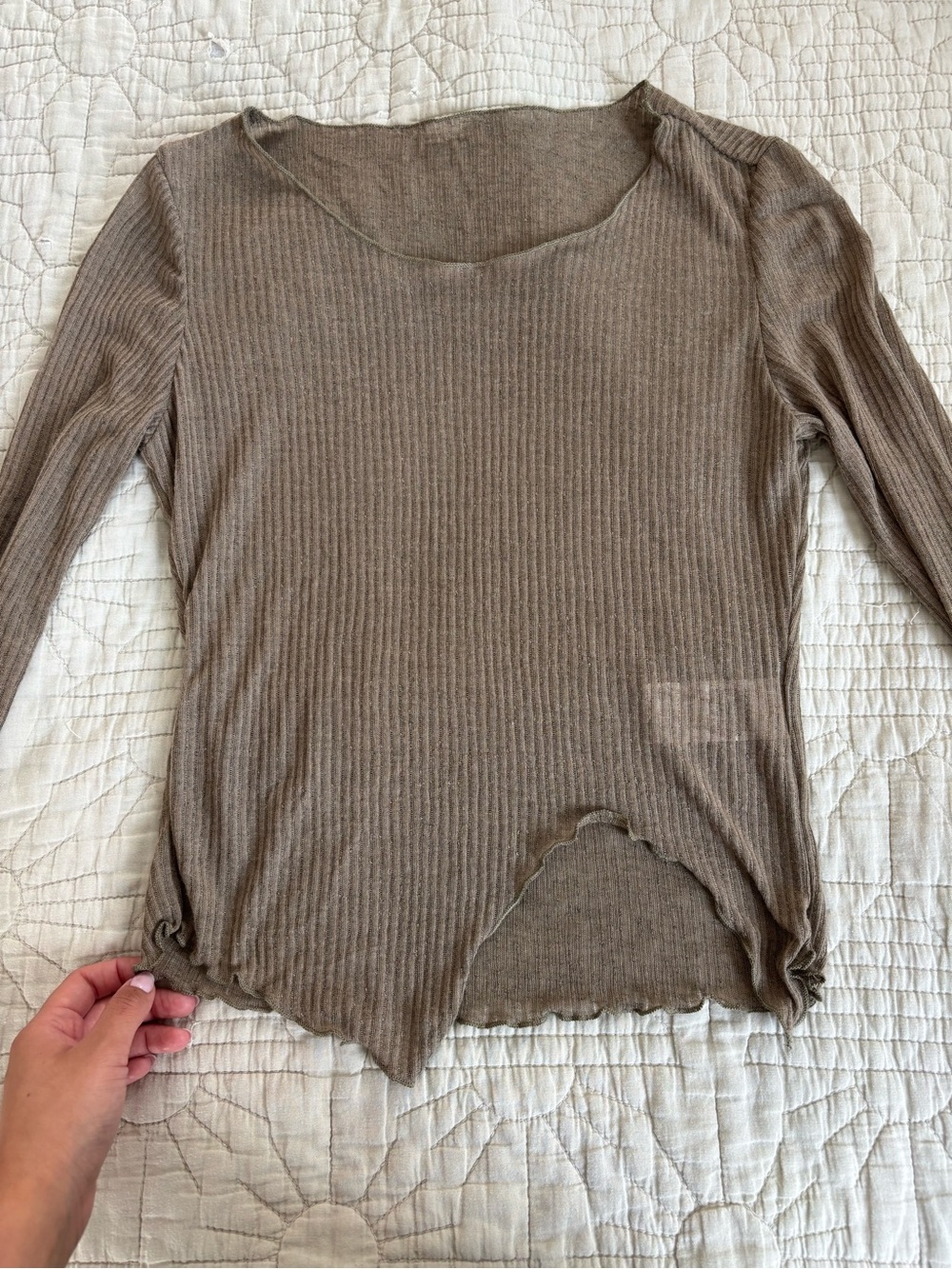 Ribbed Taupe Long Sleeve
